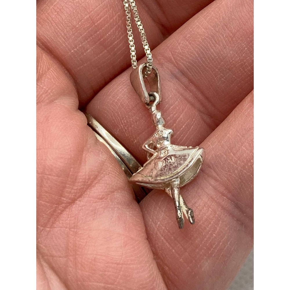 Sterling Silver Marked Ballerina Necklace - Picture 3 of 4